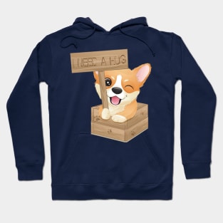 Cute little corgi holding a signboard tshirt Hoodie